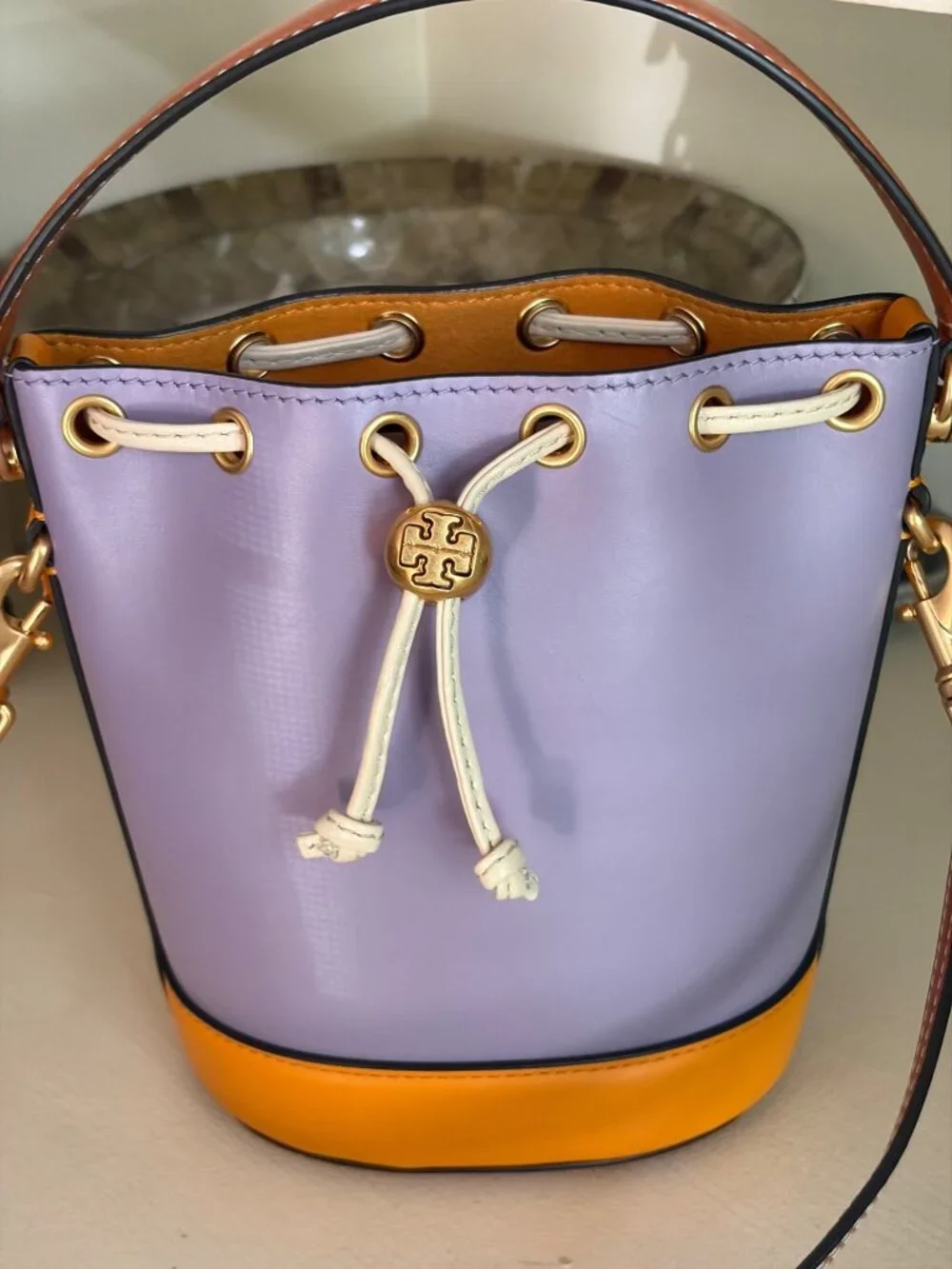 Tory Burch Colorblock Bucket Bag Multicolor Summer Crossbody Tote - Picture 13 of 15